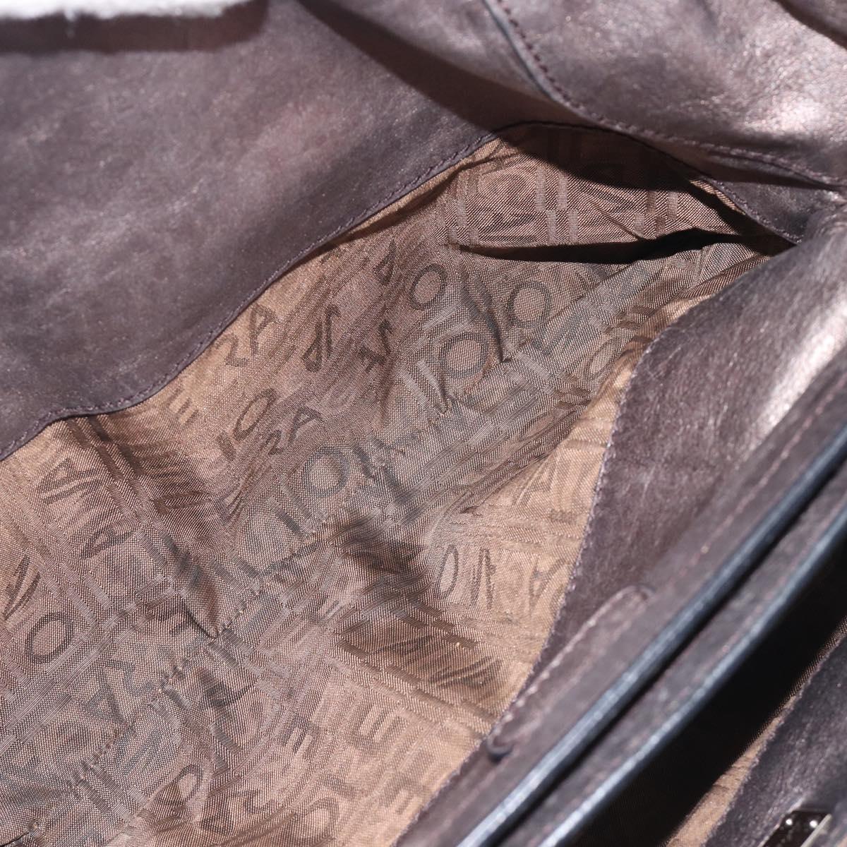 Salvatore Ferragamo Hand Bag Leather Bronze Auth ka6910