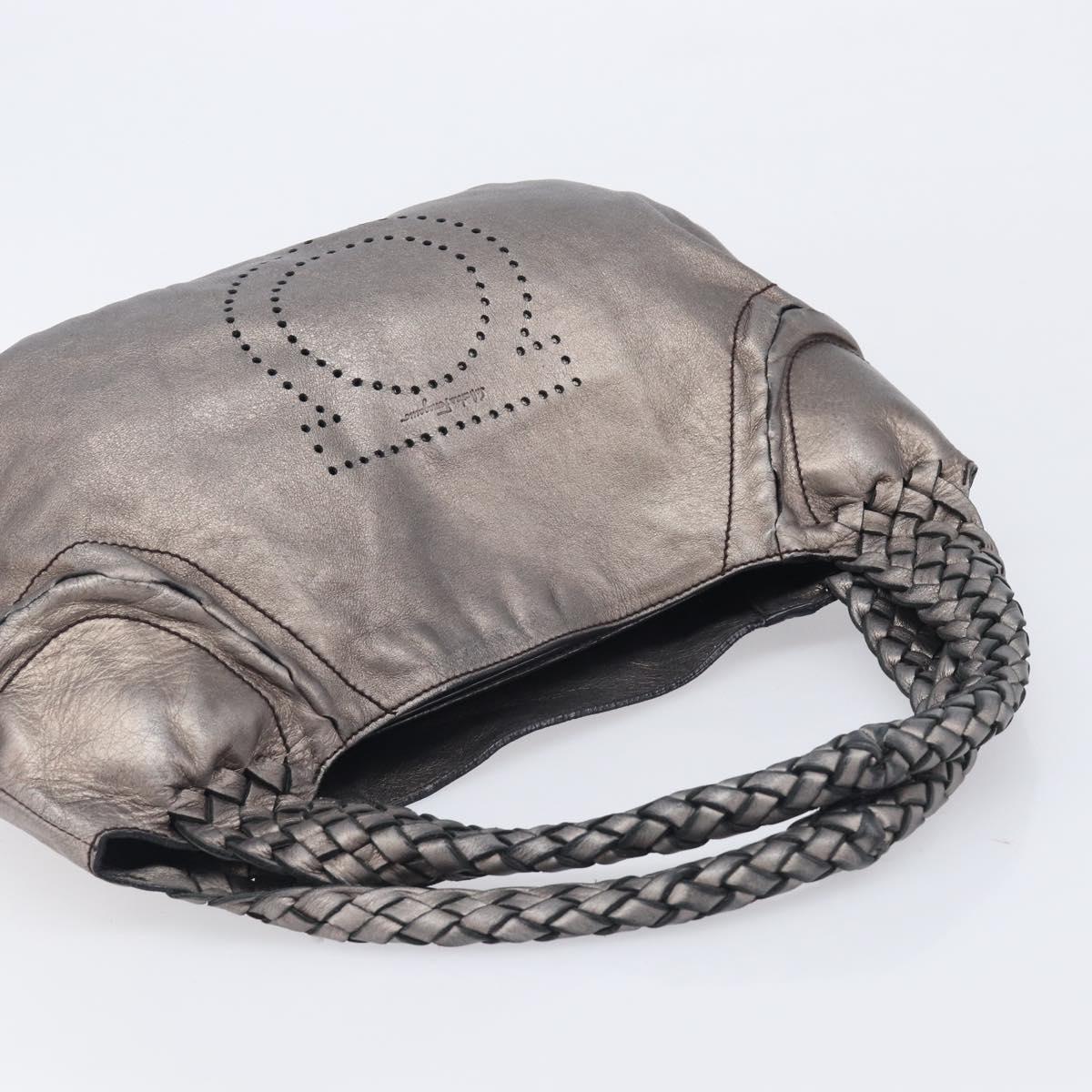 Salvatore Ferragamo Hand Bag Leather Bronze Auth ka6910
