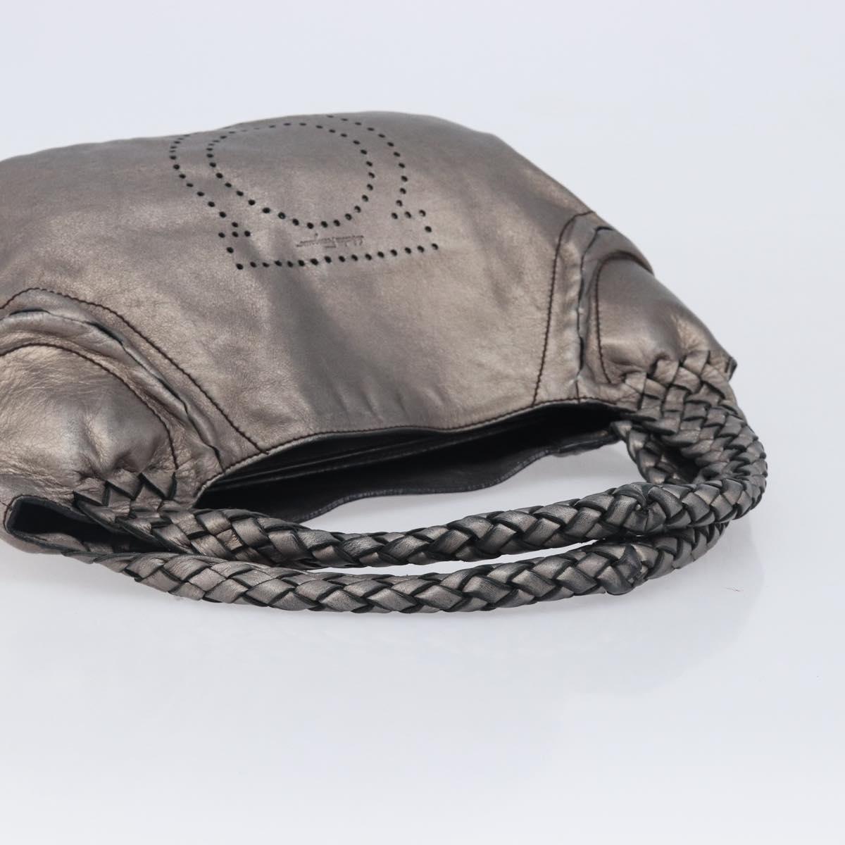 Salvatore Ferragamo Hand Bag Leather Bronze Auth ka6910