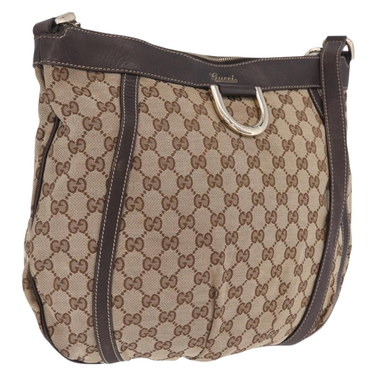 GUCCI GG Canvas Abbey Shoulder Bag Beige Gold 204940 Auth ka6911A