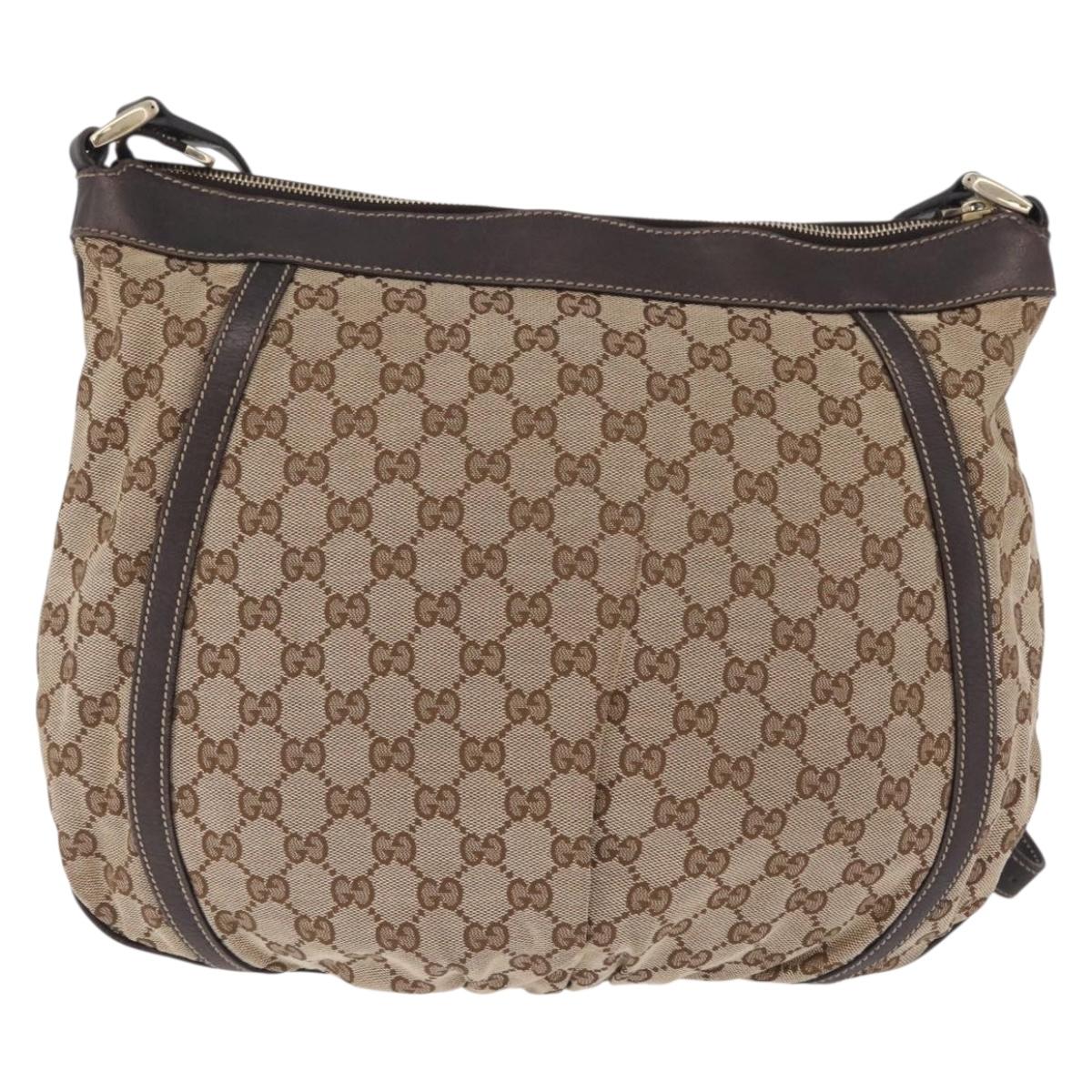 GUCCI GG Canvas Abbey Shoulder Bag Beige Gold 204940 Auth ka6911A