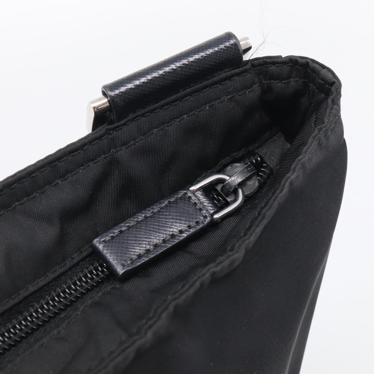 PRADA Shoulder Bag Nylon Black Silver Auth ka6912