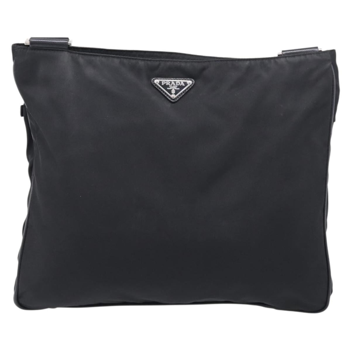 PRADA Shoulder Bag Nylon Black Silver Auth ka6912