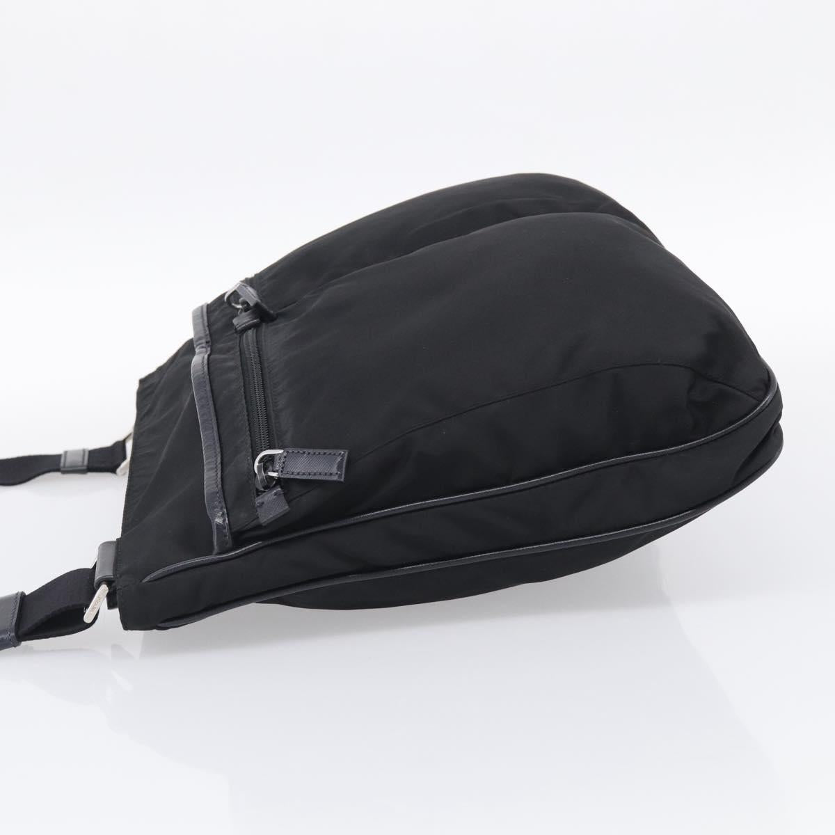 PRADA Shoulder Bag Nylon Black Silver Auth ka6912