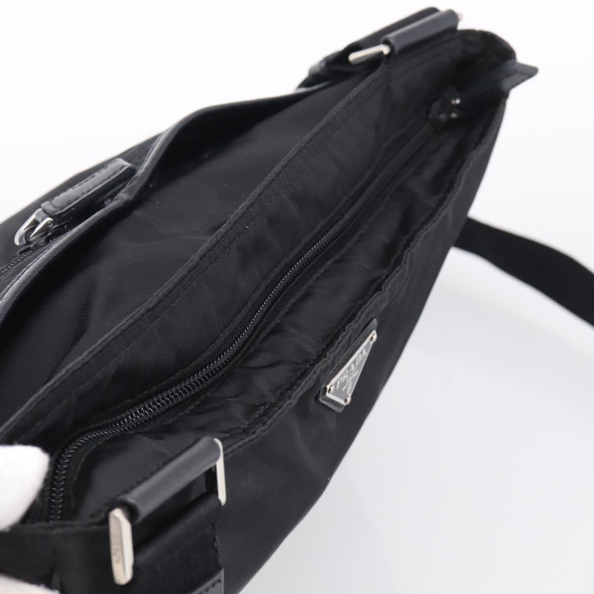 PRADA Shoulder Bag Nylon Black Silver Auth ka6912