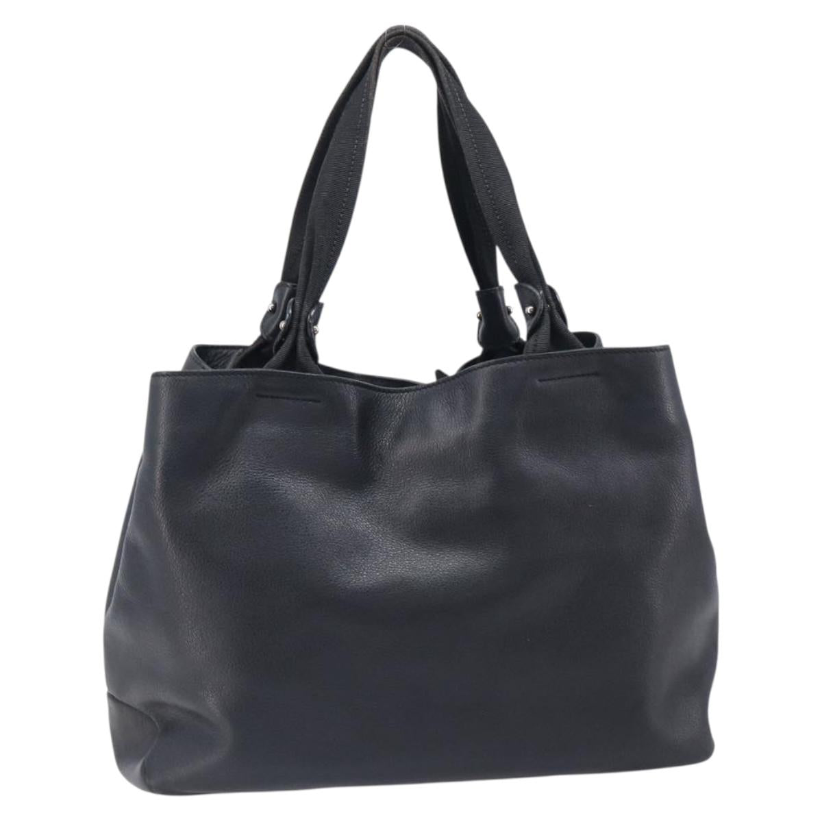 Salvatore Ferragamo Vara Ribbon Hand Bag Leather Black Gold Auth ka6913