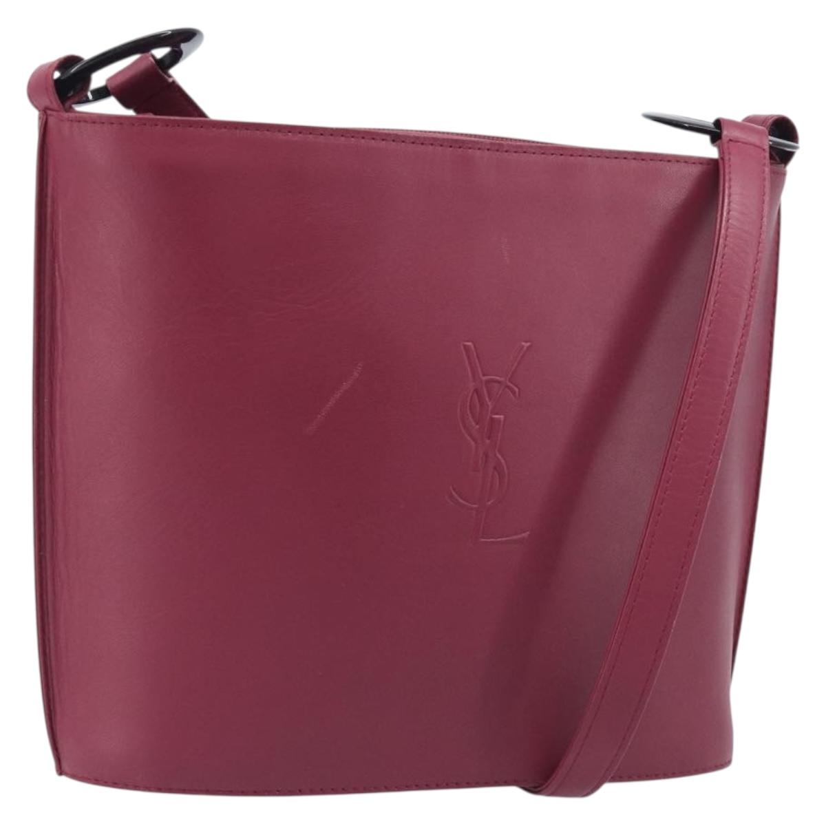 Saint Laurent Shoulder Bag Leather Bordeaux Auth ka6915A