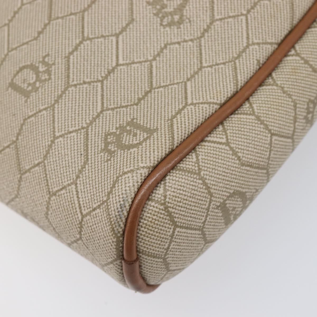 Christian Dior Honeycomb Canvas Shoulder Bag PVC Beige Gold Auth ka6916