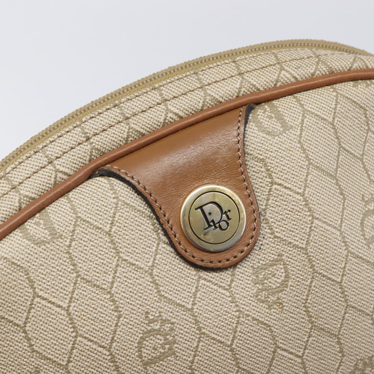 Christian Dior Honeycomb Canvas Shoulder Bag PVC Beige Gold Auth ka6916