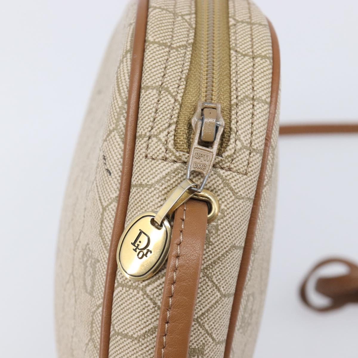 Christian Dior Honeycomb Canvas Shoulder Bag PVC Beige Gold Auth ka6916