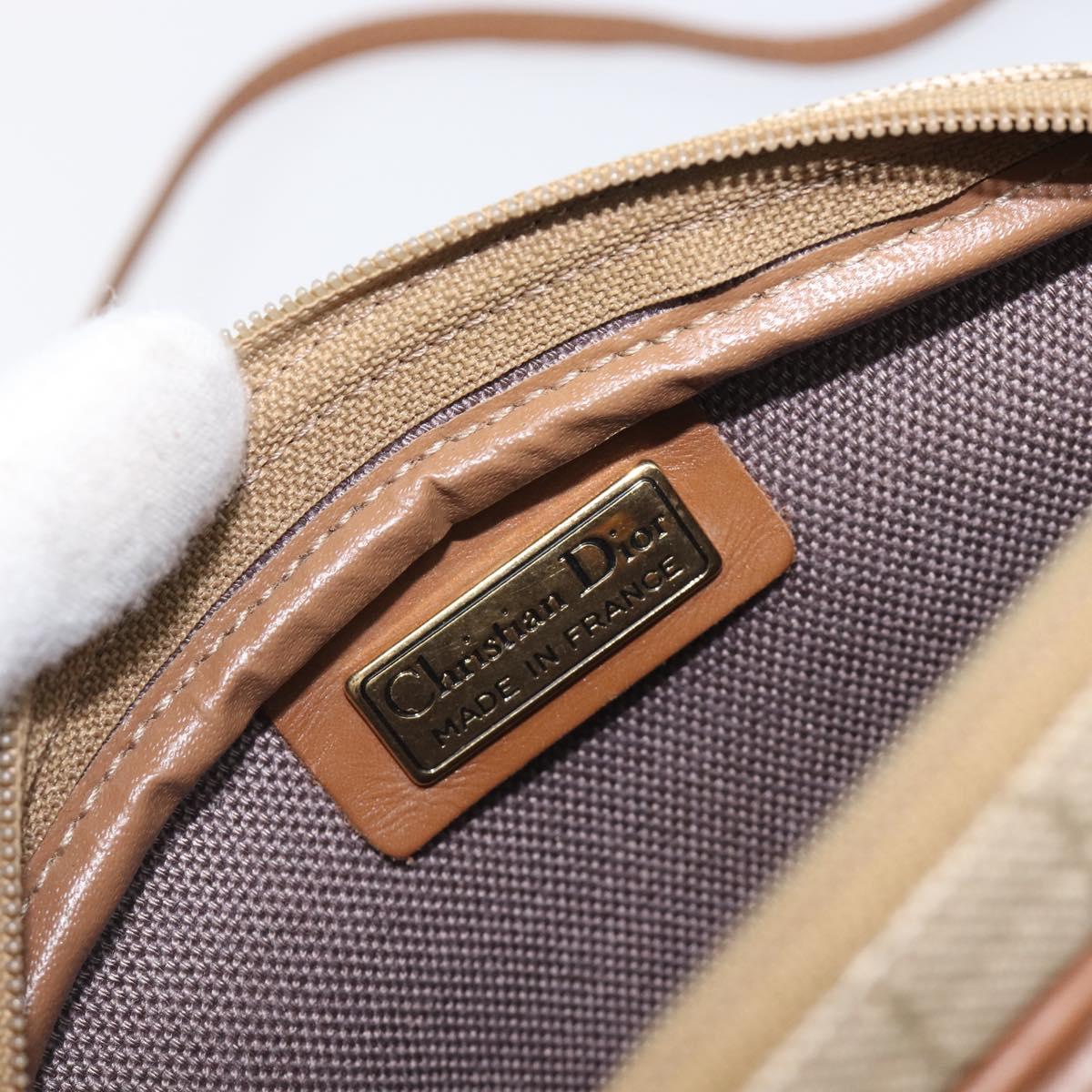Christian Dior Honeycomb Canvas Shoulder Bag PVC Beige Gold Auth ka6916
