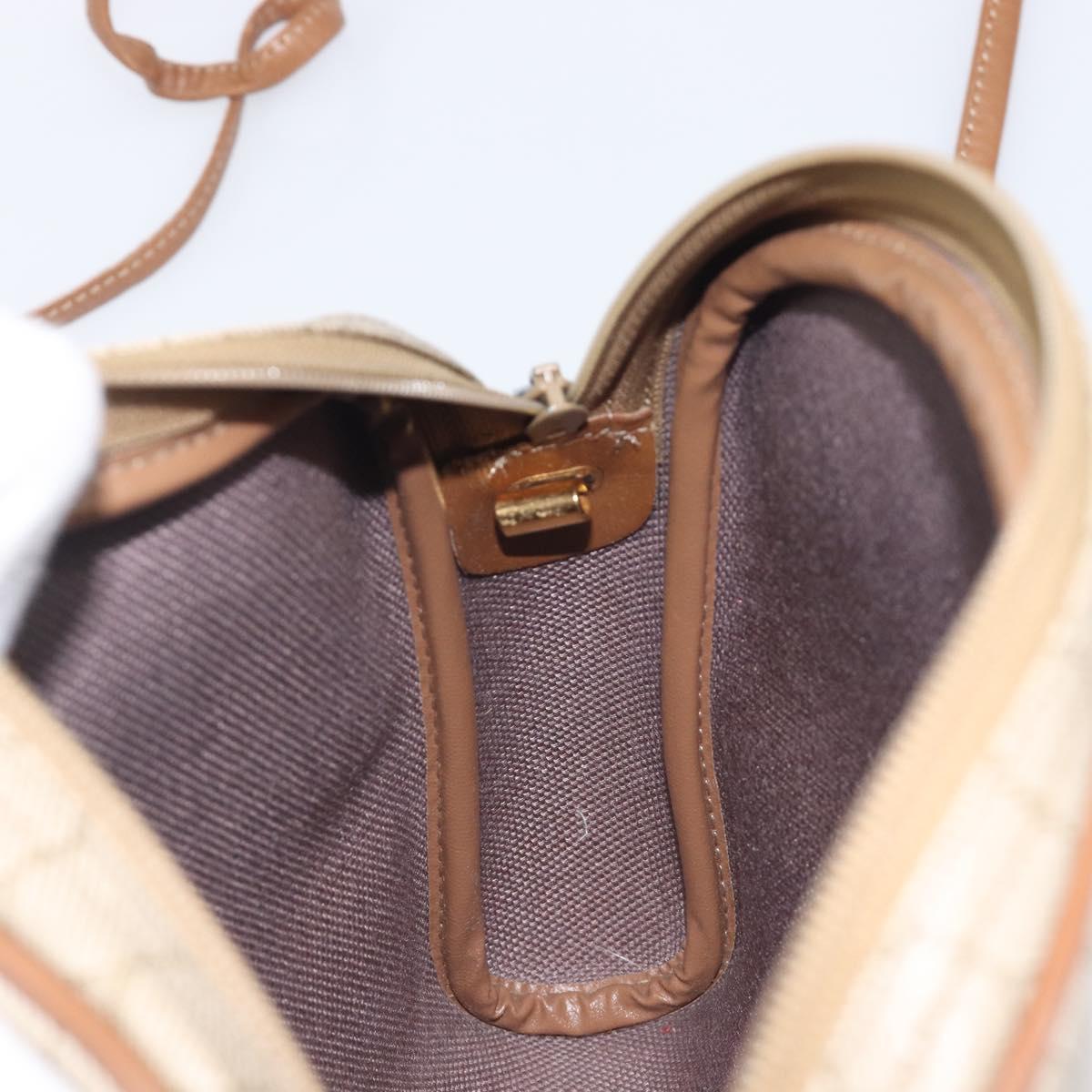 Christian Dior Honeycomb Canvas Shoulder Bag PVC Beige Gold Auth ka6916