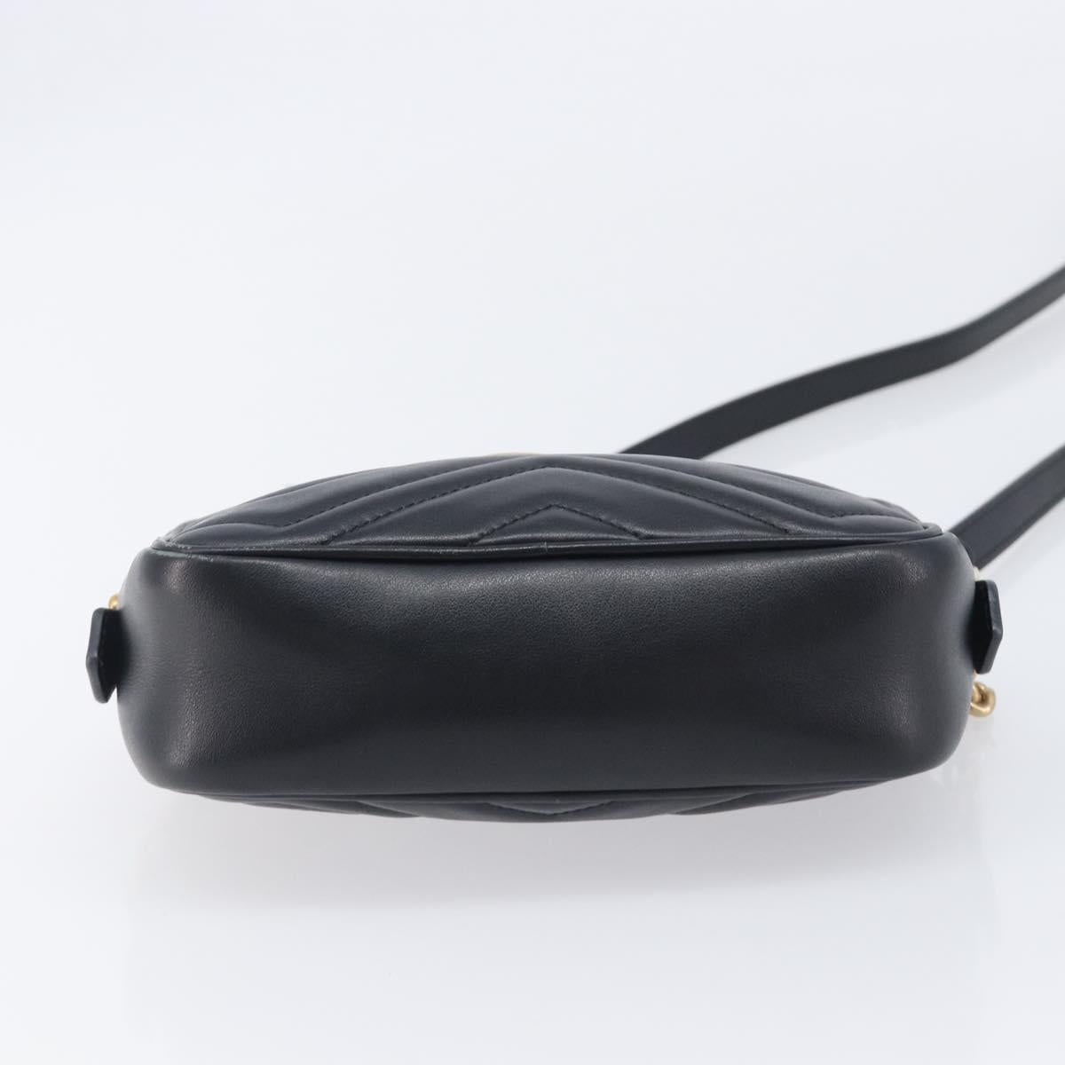 GUCCI GG Marmont Shoulder Bag Leather Black Gold 448065 Auth ka6917V