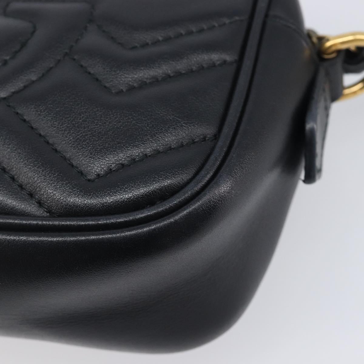 GUCCI GG Marmont Shoulder Bag Leather Black Gold 448065 Auth ka6917V