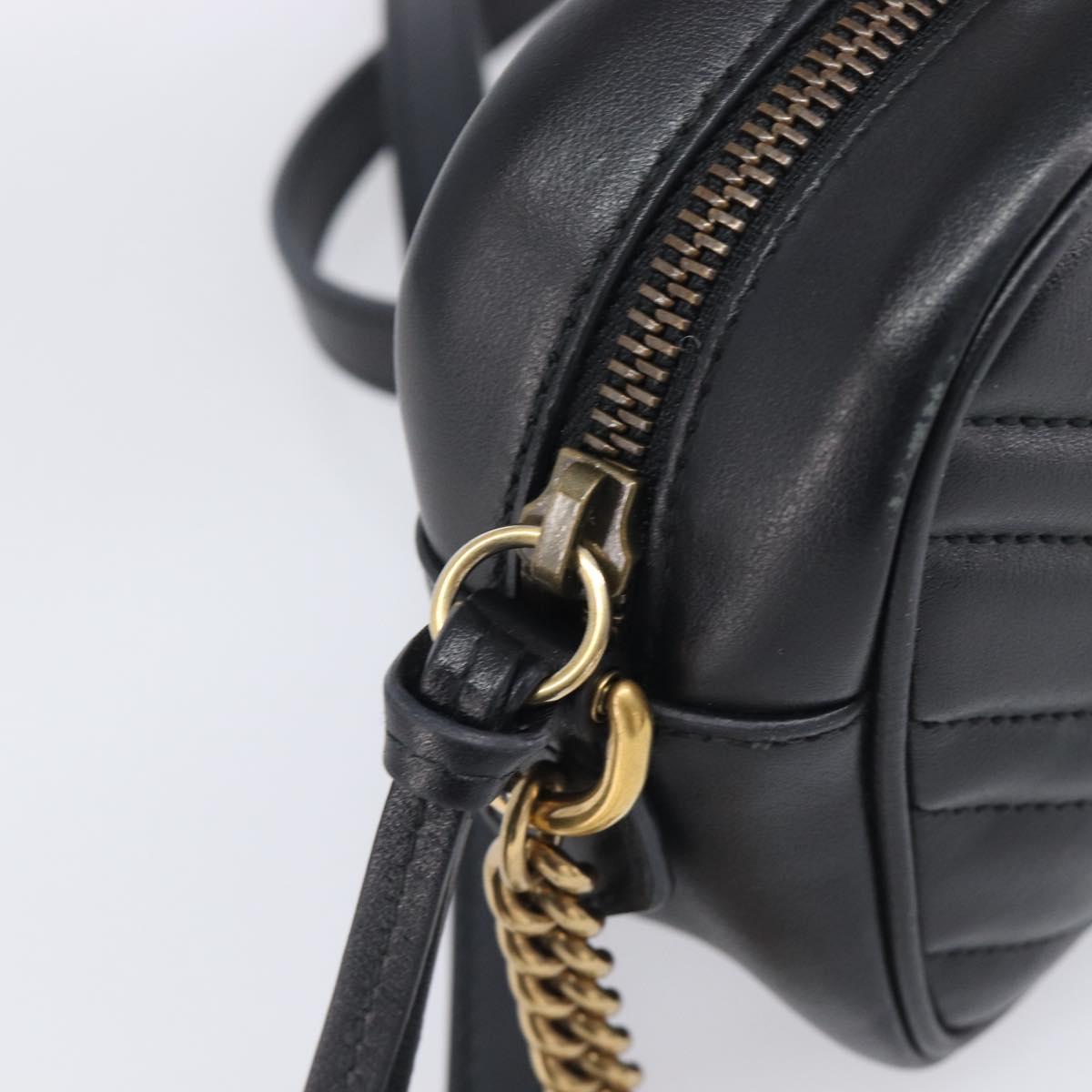 GUCCI GG Marmont Shoulder Bag Leather Black Gold 448065 Auth ka6917V