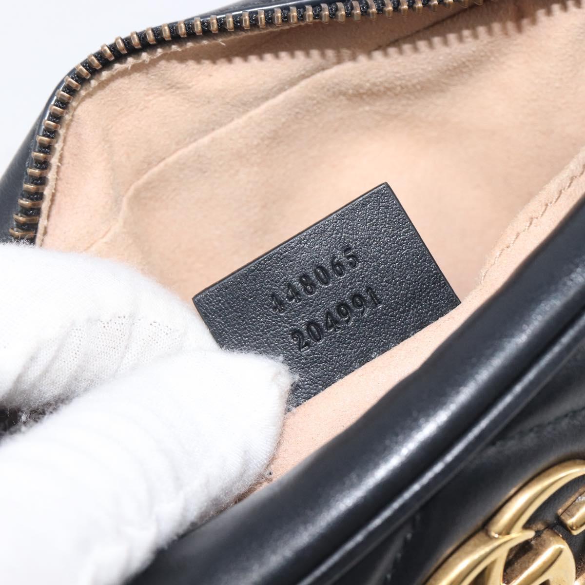 GUCCI GG Marmont Shoulder Bag Leather Black Gold 448065 Auth ka6917V