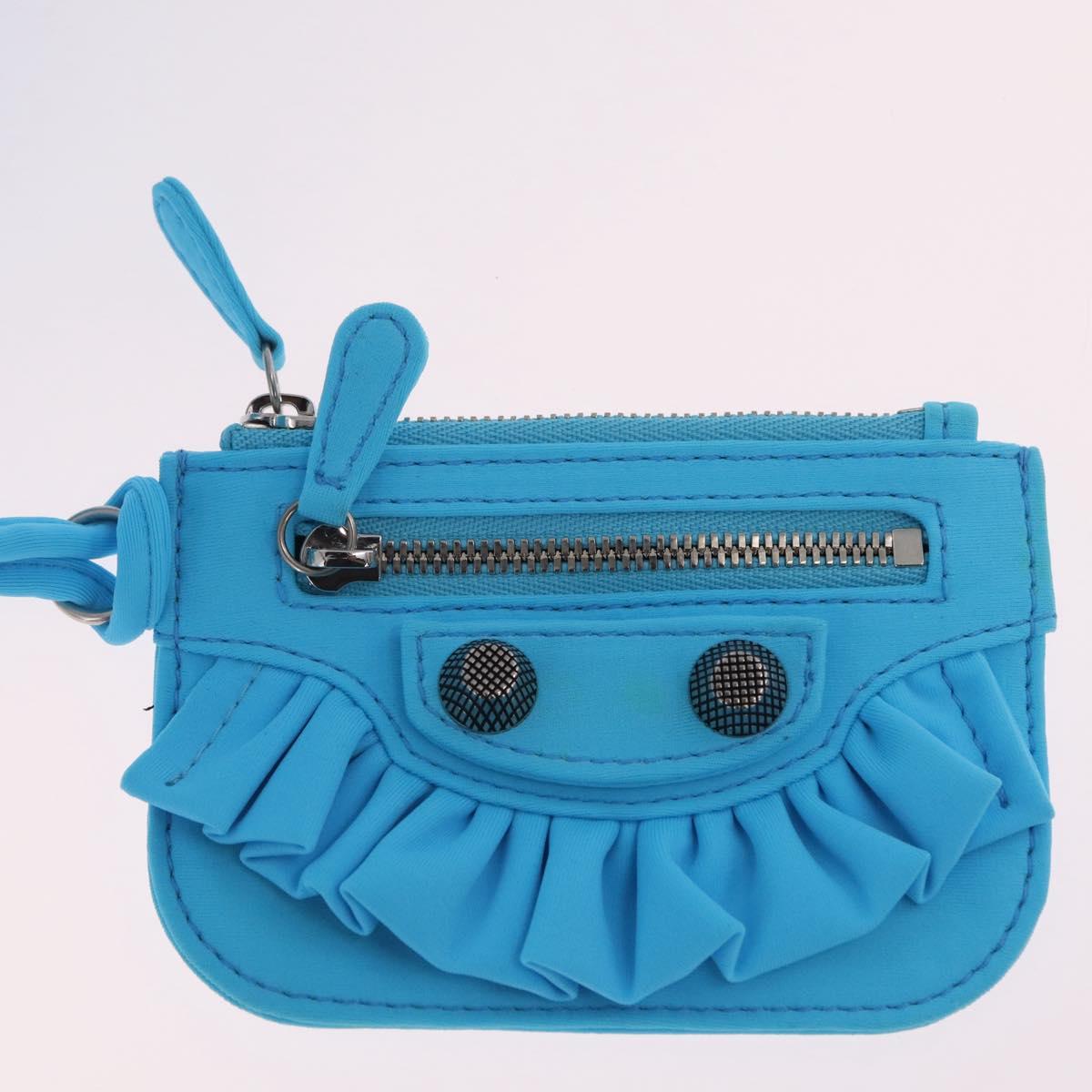 Balenciaga Luka Goal Shoulder Bag Nylon Light Blue Silver 671309 Auth ka6918M