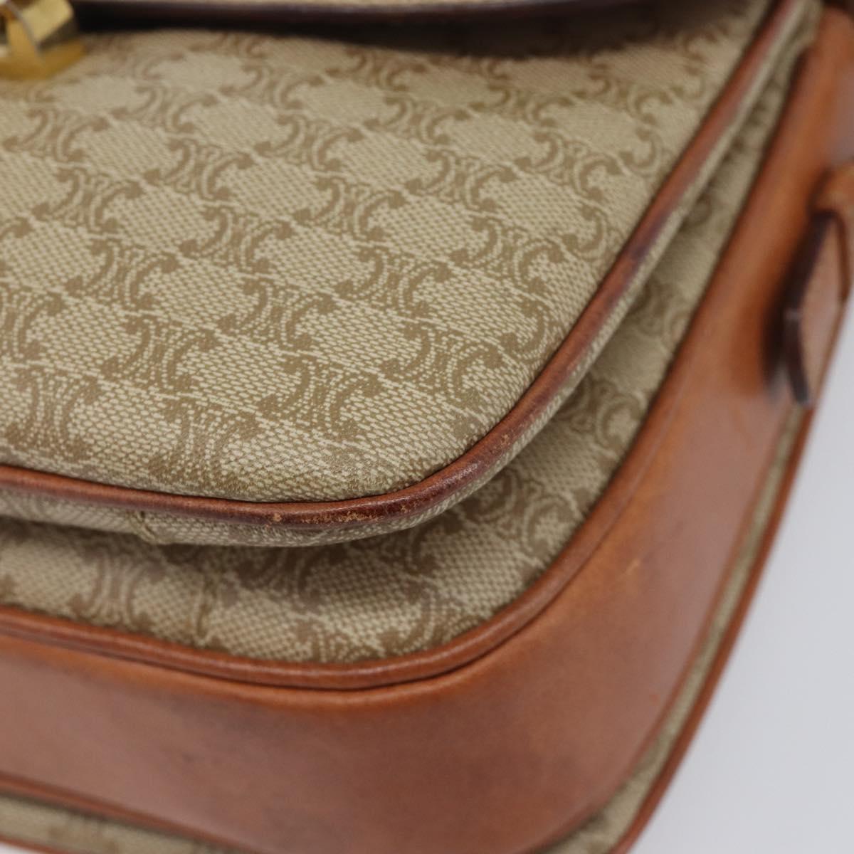 CELINE Macadam Canvas Shoulder Bag PVC Beige Gold Auth ka6919