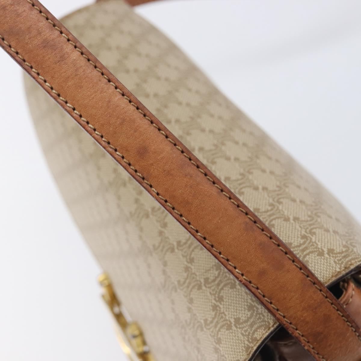 CELINE Macadam Canvas Shoulder Bag PVC Beige Gold Auth ka6919