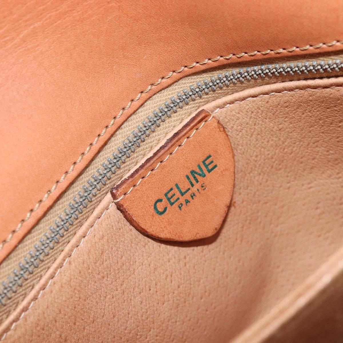 CELINE Macadam Canvas Shoulder Bag PVC Beige Gold Auth ka6919