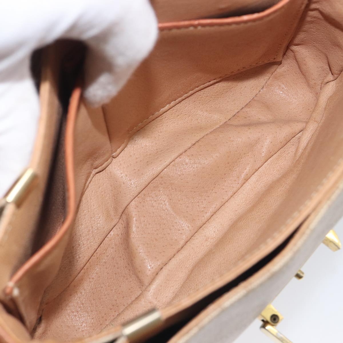 CELINE Macadam Canvas Shoulder Bag PVC Beige Gold Auth ka6919
