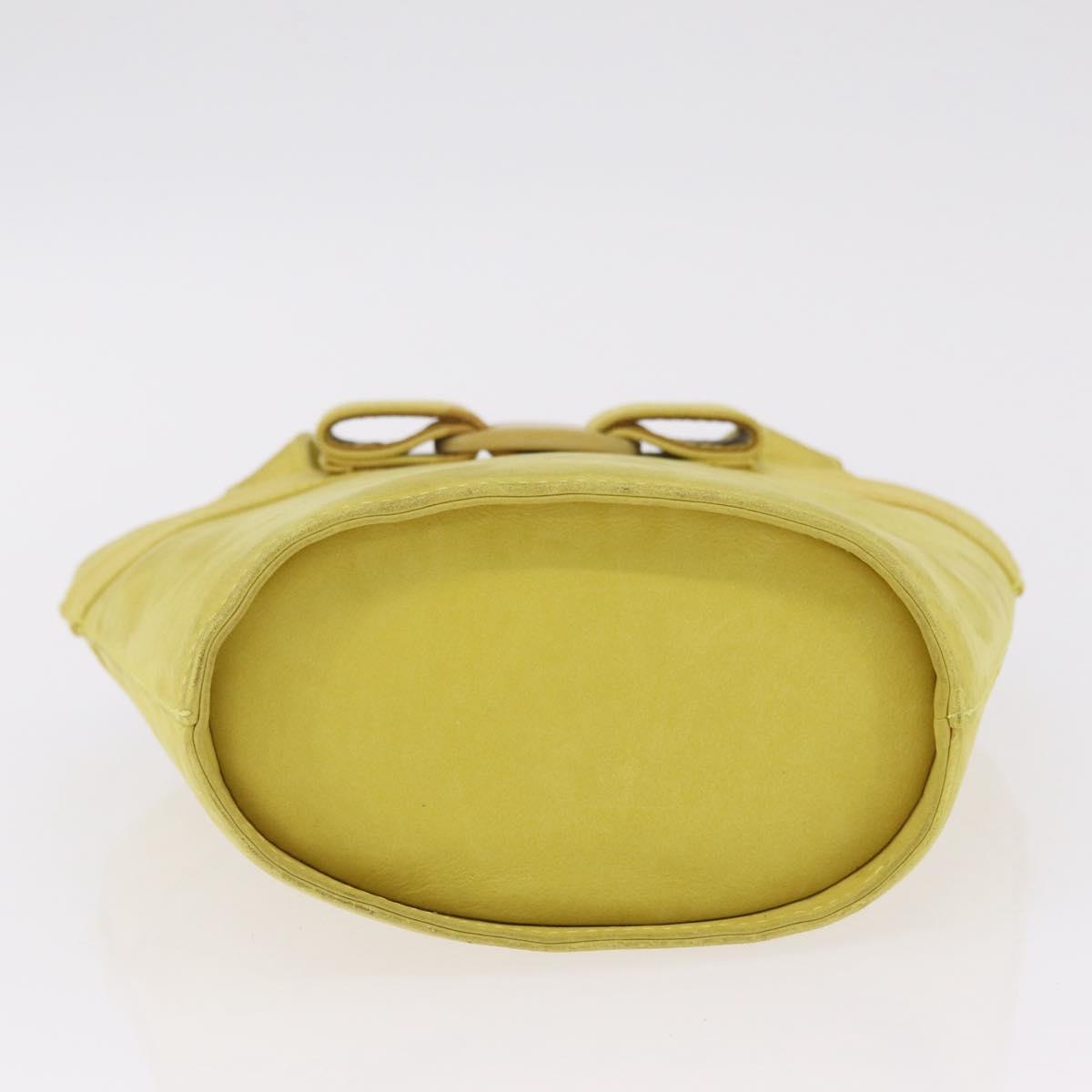 Salvatore Ferragamo Vara Ribbon Hand Bag Suede Yellow Silver Auth ka6920