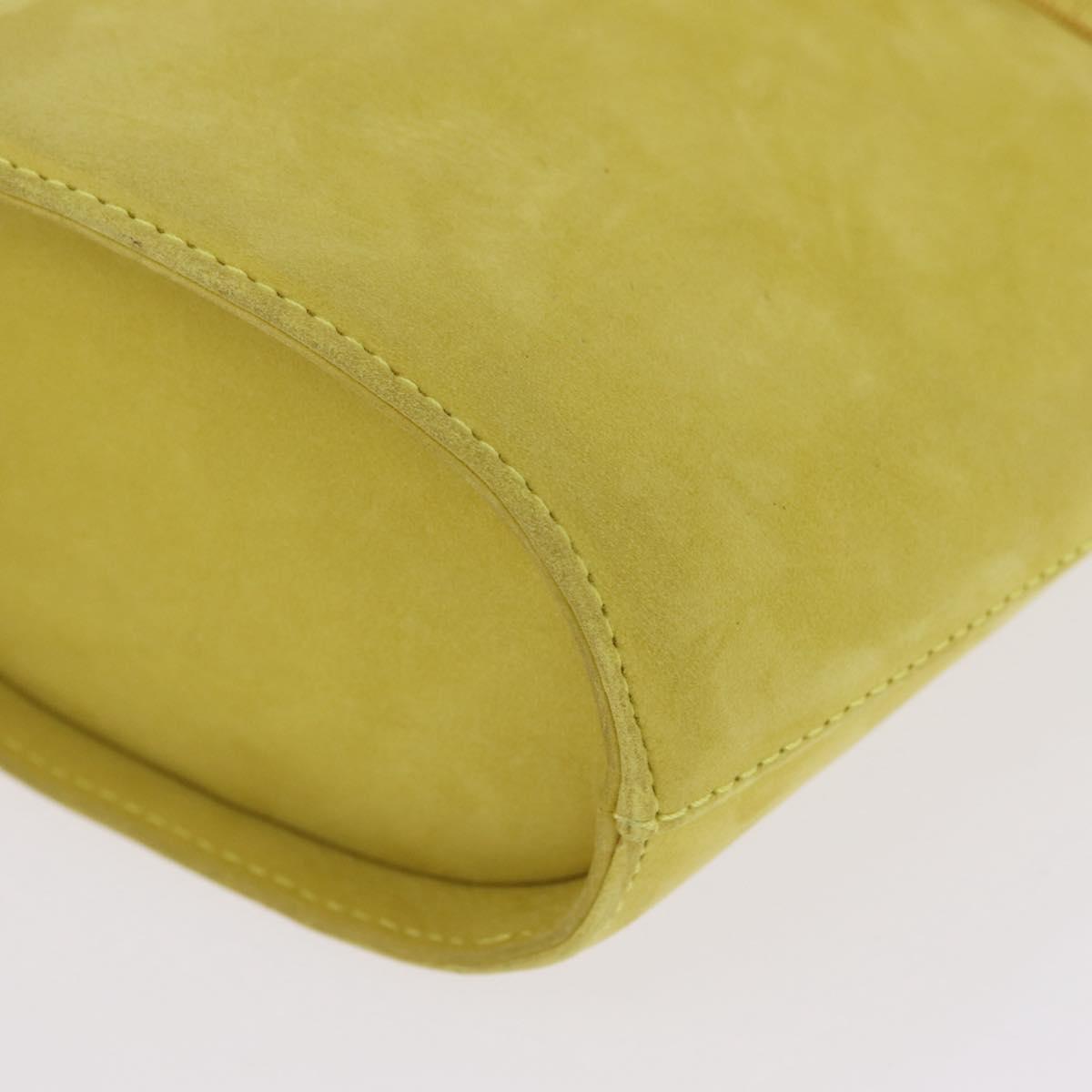 Salvatore Ferragamo Vara Ribbon Hand Bag Suede Yellow Silver Auth ka6920