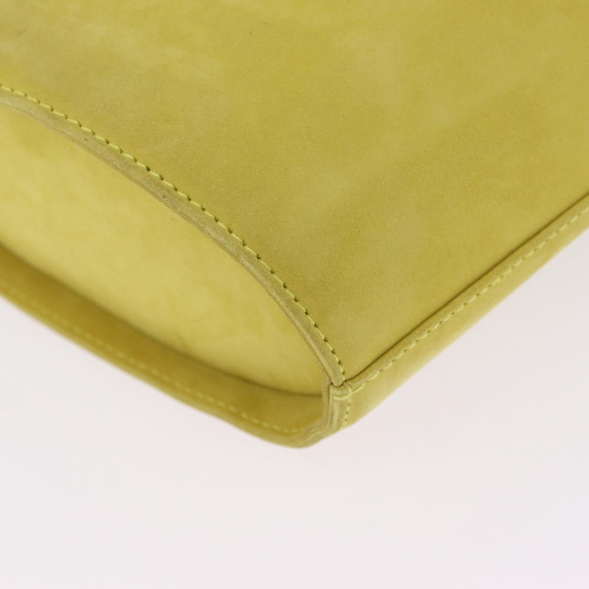 Salvatore Ferragamo Vara Ribbon Hand Bag Suede Yellow Silver Auth ka6920