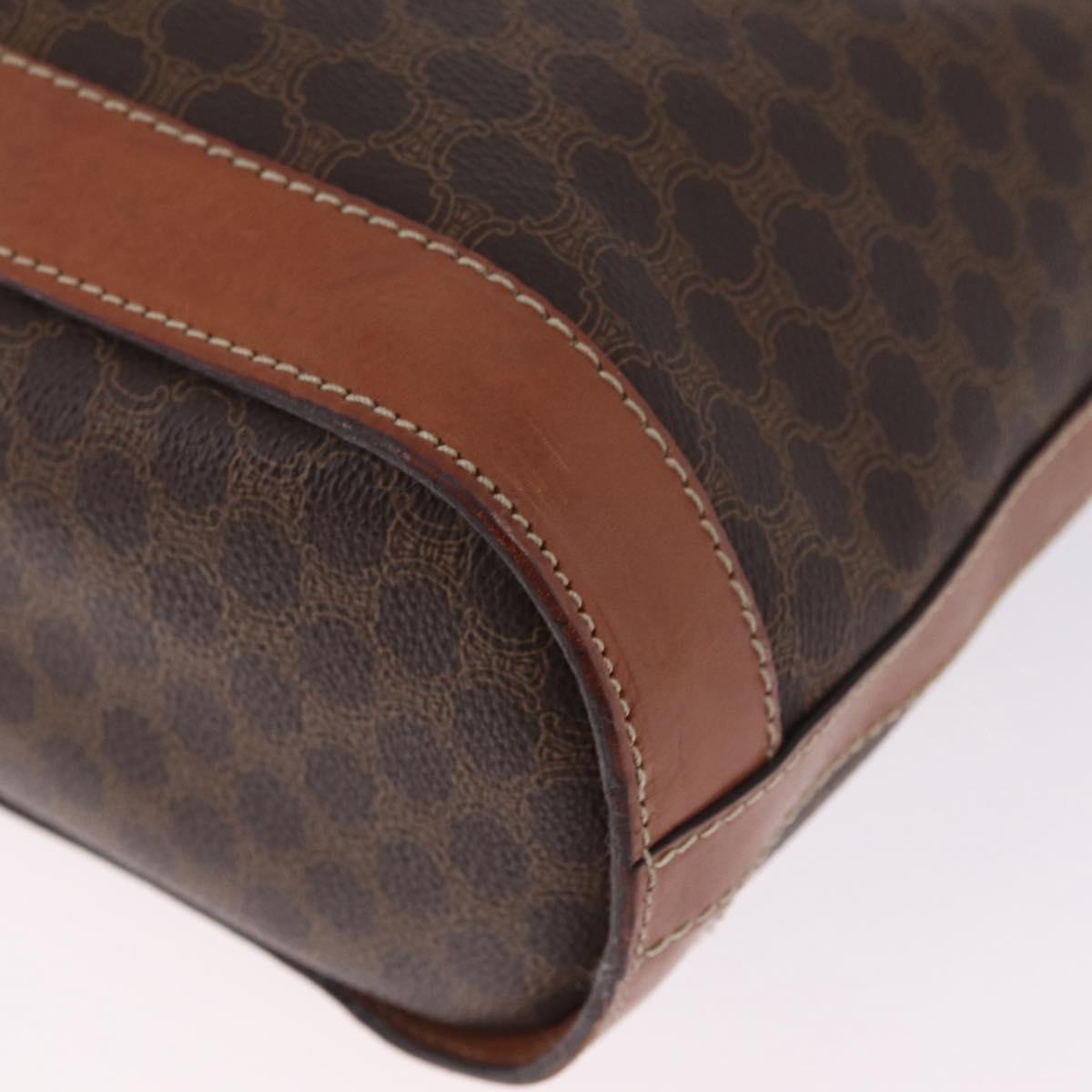 CELINE Macadam Canvas Tote Bag PVC Leather Brown Gold Auth ka6921