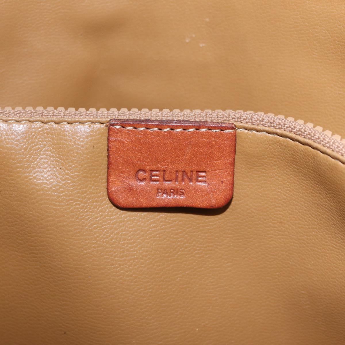 CELINE Macadam Canvas Tote Bag PVC Leather Brown Gold Auth ka6921