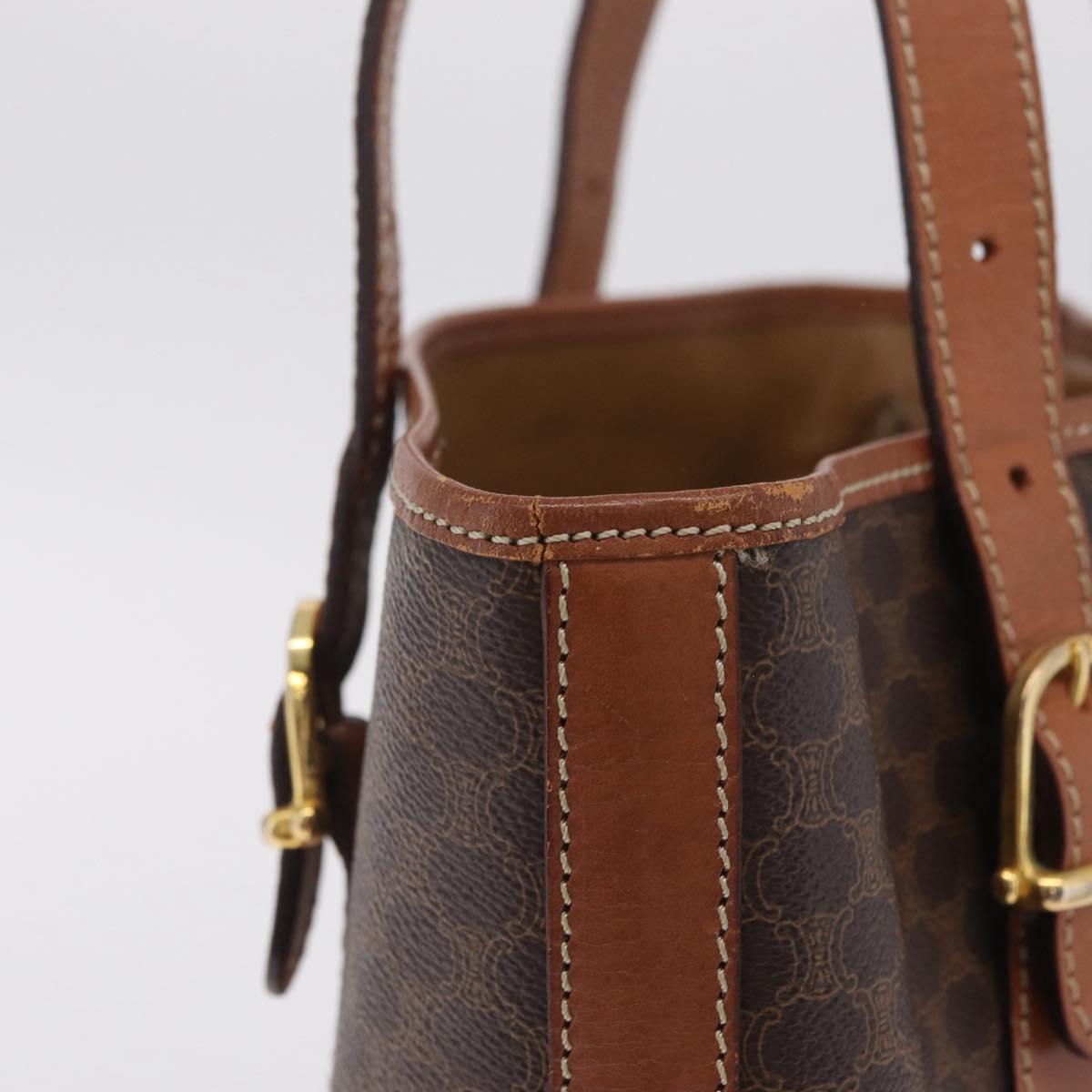 CELINE Macadam Canvas Tote Bag PVC Leather Brown Gold Auth ka6921