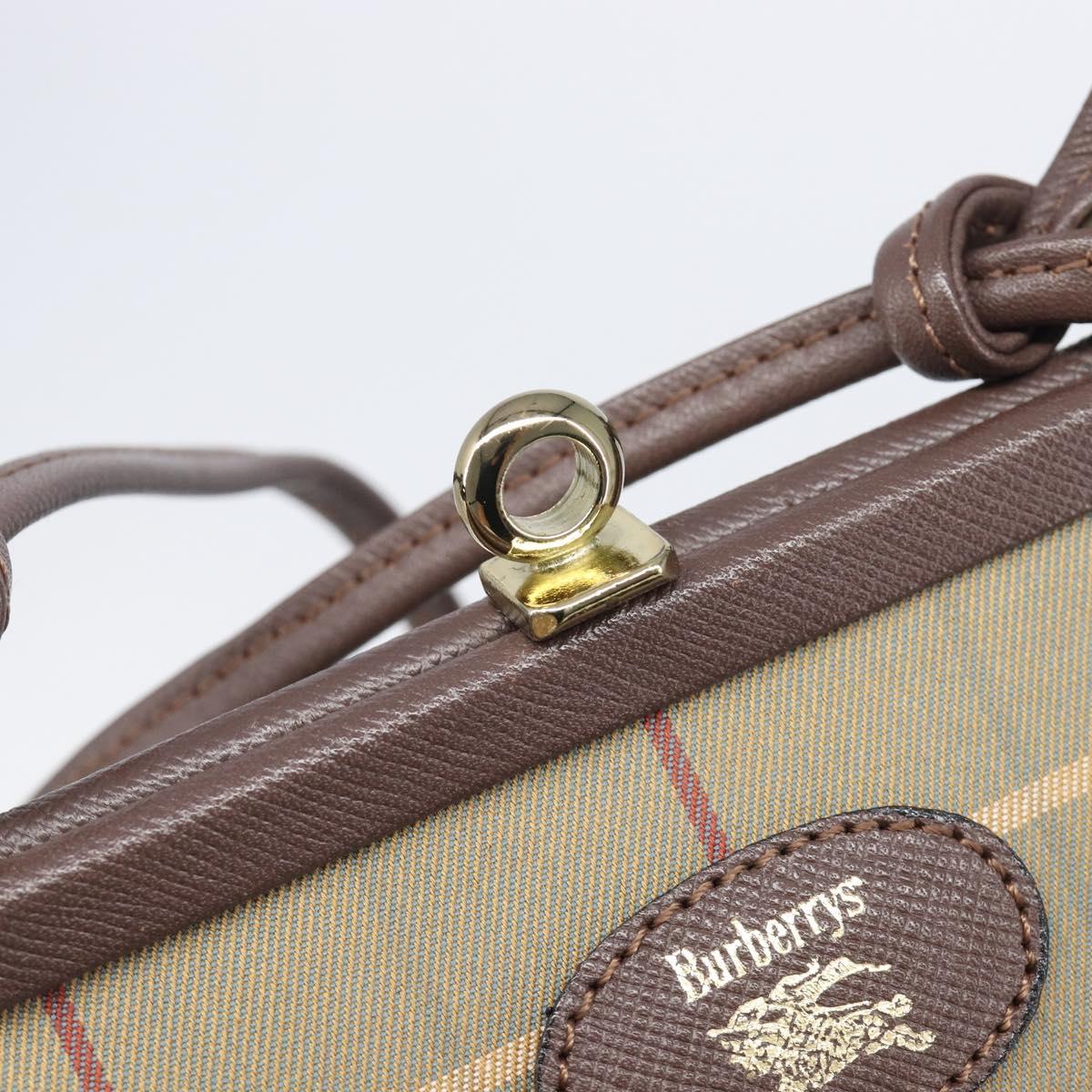 Burberrys Nova Check Shoulder Bag Canvas Beige Gold Auth ka6922A