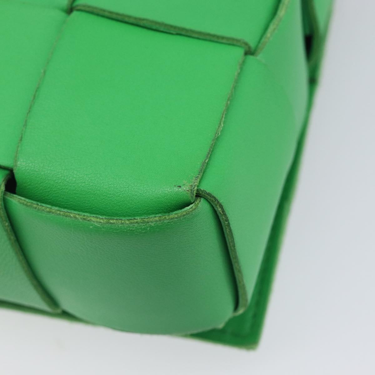 Bottega Veneta MAXI INTRECCIATO Cassette Bag Leather Green Silver Auth ka6923V