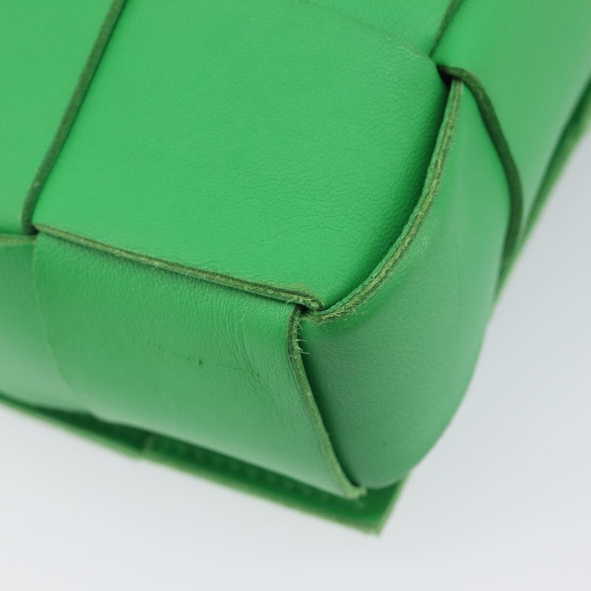 Bottega Veneta MAXI INTRECCIATO Cassette Bag Leather Green Silver Auth ka6923V