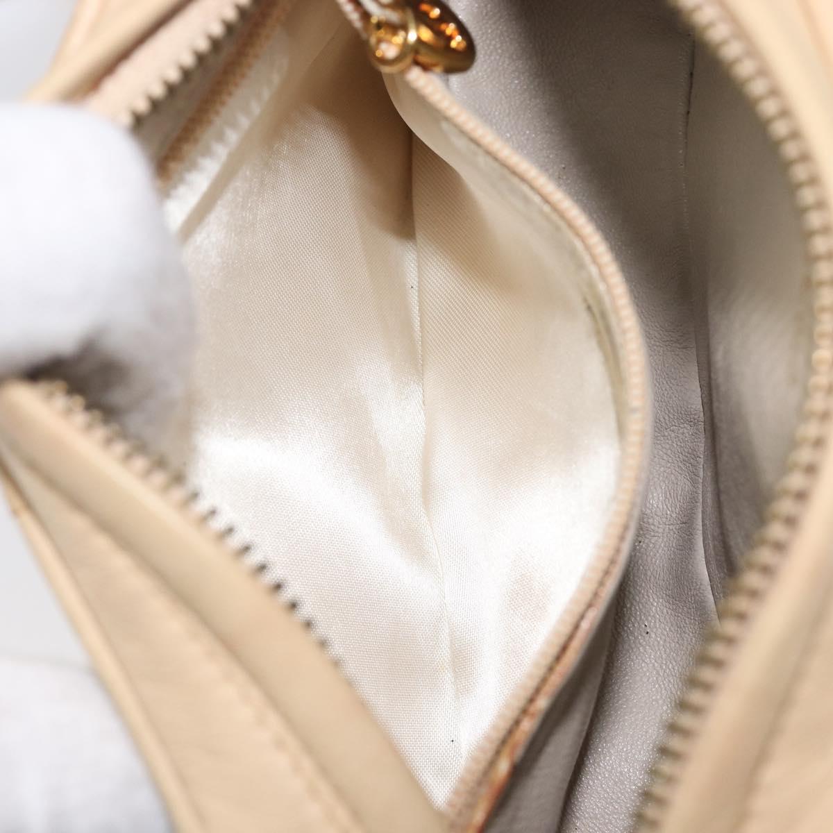 CHANEL Matelasse Chain Shoulder Bag Lamb Skin Beige Gold CC Auth ka6924A