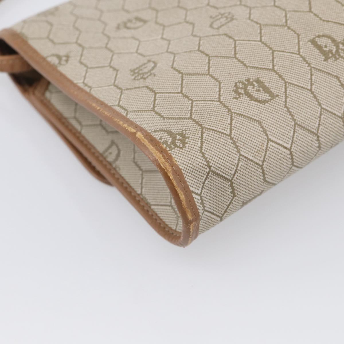 Christian Dior Honeycomb Canvas Shoulder Bag PVC Beige Gold Auth ka6925