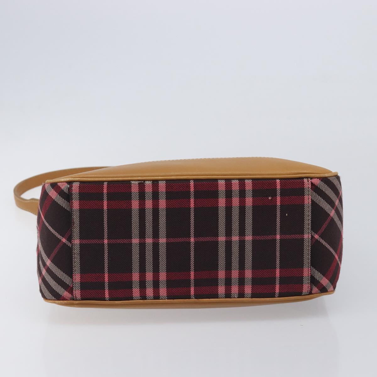 BURBERRY Nova Check Blue Label Shoulder Bag Canvas Red Silver Auth ka6927
