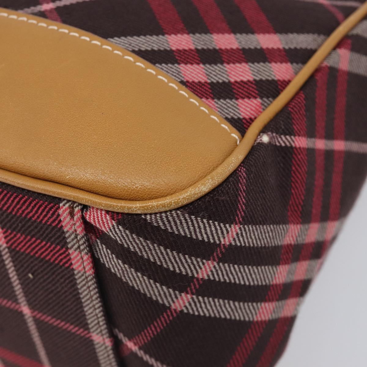 BURBERRY Nova Check Blue Label Shoulder Bag Canvas Red Silver Auth ka6927