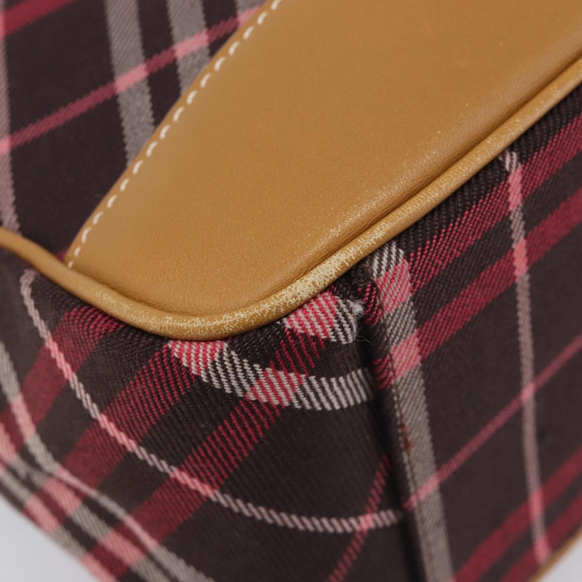 BURBERRY Nova Check Blue Label Shoulder Bag Canvas Red Silver Auth ka6927