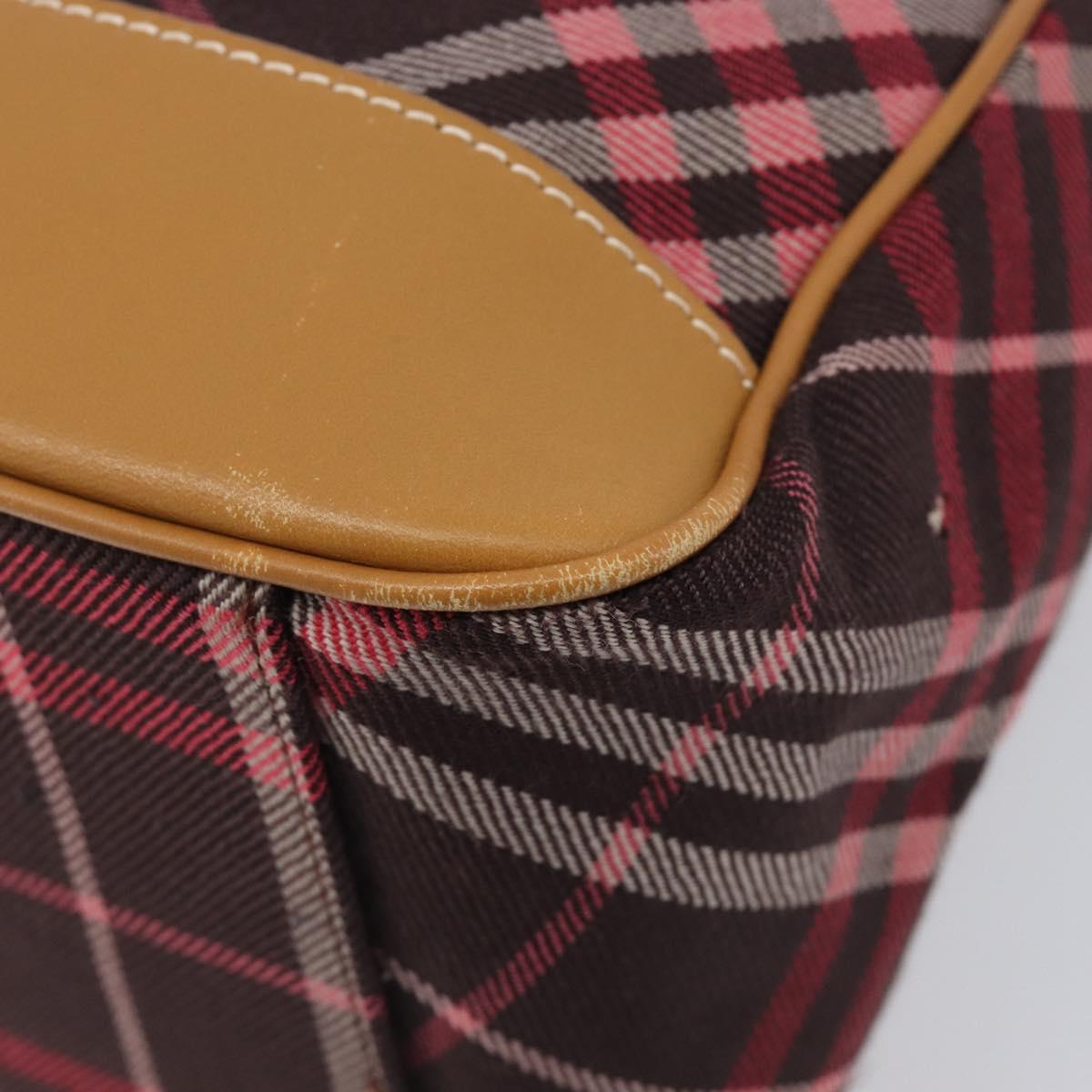 BURBERRY Nova Check Blue Label Shoulder Bag Canvas Red Silver Auth ka6927