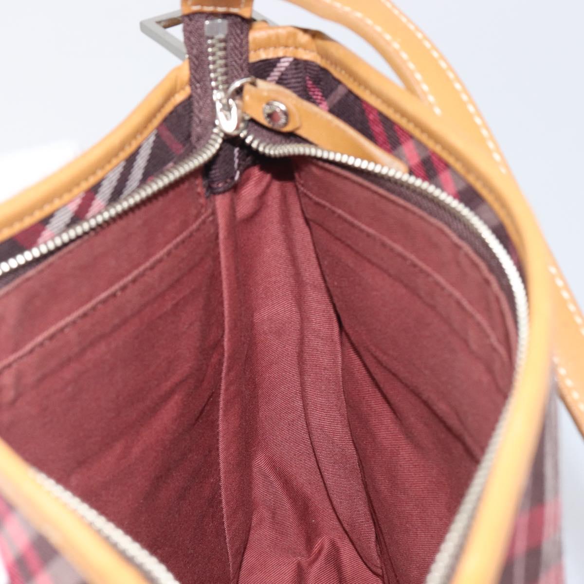 BURBERRY Nova Check Blue Label Shoulder Bag Canvas Red Silver Auth ka6927