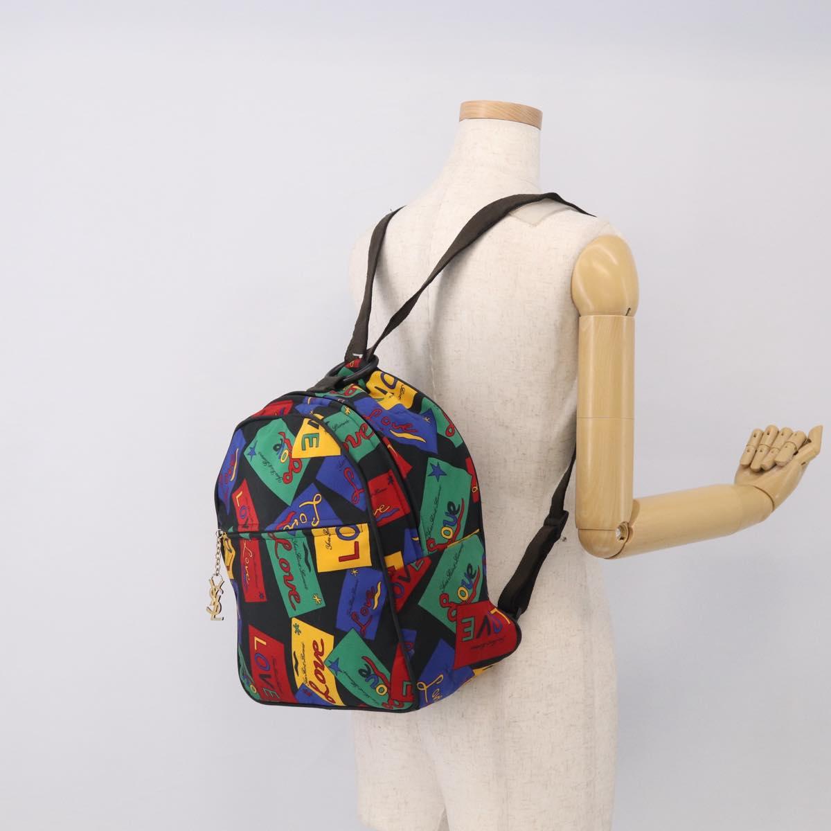 Saint Laurent Backpack Nylon Multicolor Gold Auth ka6928