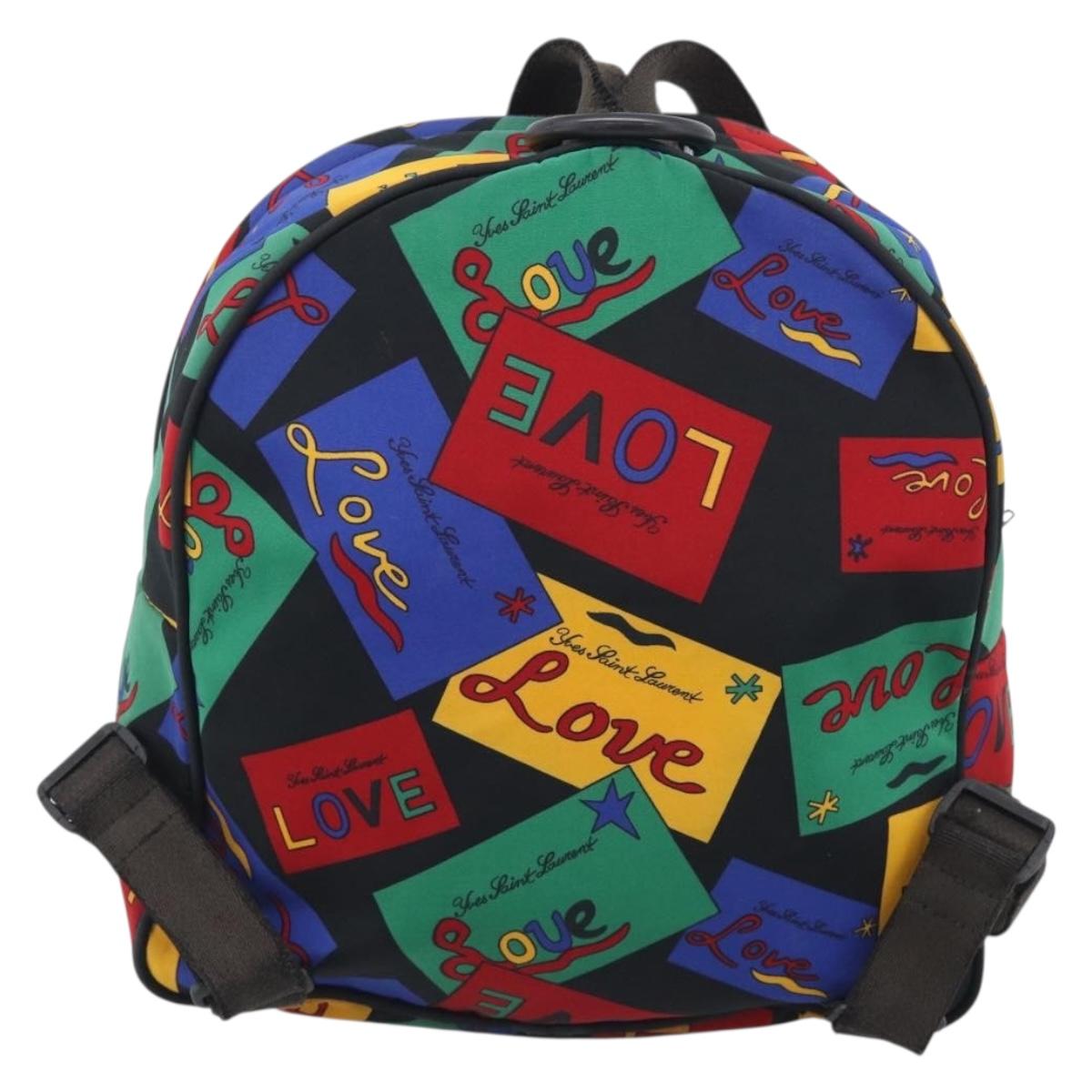 Saint Laurent Backpack Nylon Multicolor Gold Auth ka6928
