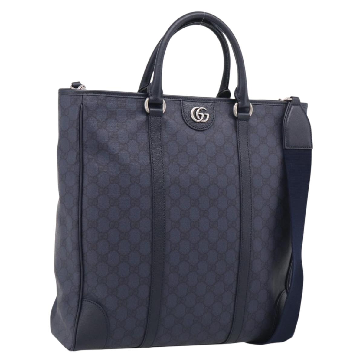 GUCCI GG Supreme GG Marmont Ophidia Bag PVC 2way Navy 763316 Auth ka6929SAV
