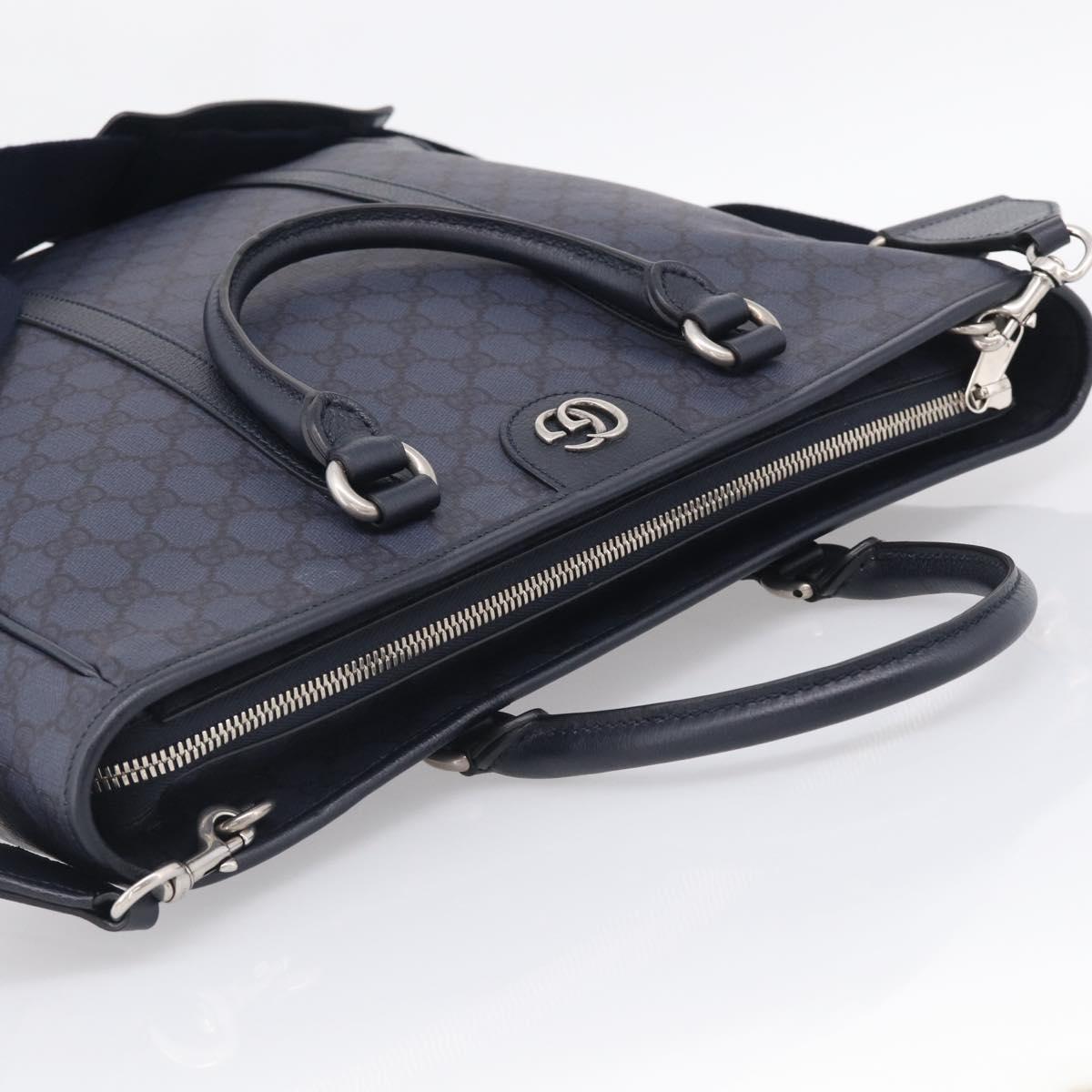 GUCCI GG Supreme GG Marmont Ophidia Bag PVC 2way Navy 763316 Auth ka6929SAV