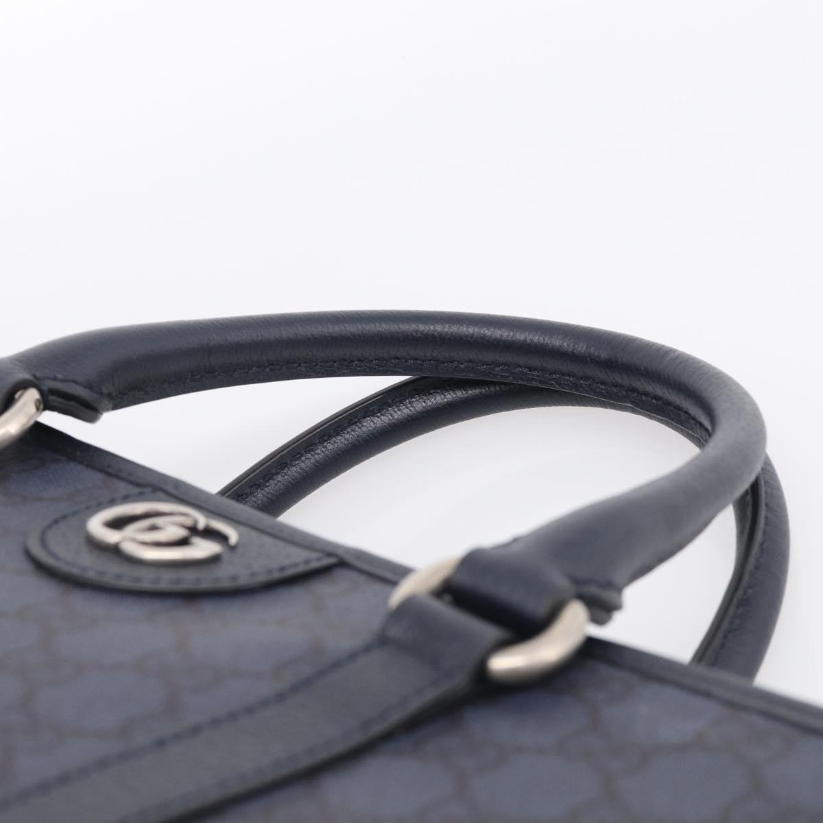 GUCCI GG Supreme GG Marmont Ophidia Bag PVC 2way Navy 763316 Auth ka6929SAV