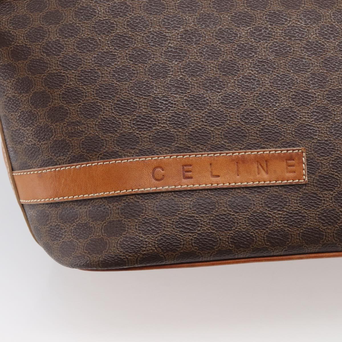CELINE Macadam Canvas Shoulder Bag PVC Leather Brown Gold Auth ka6930