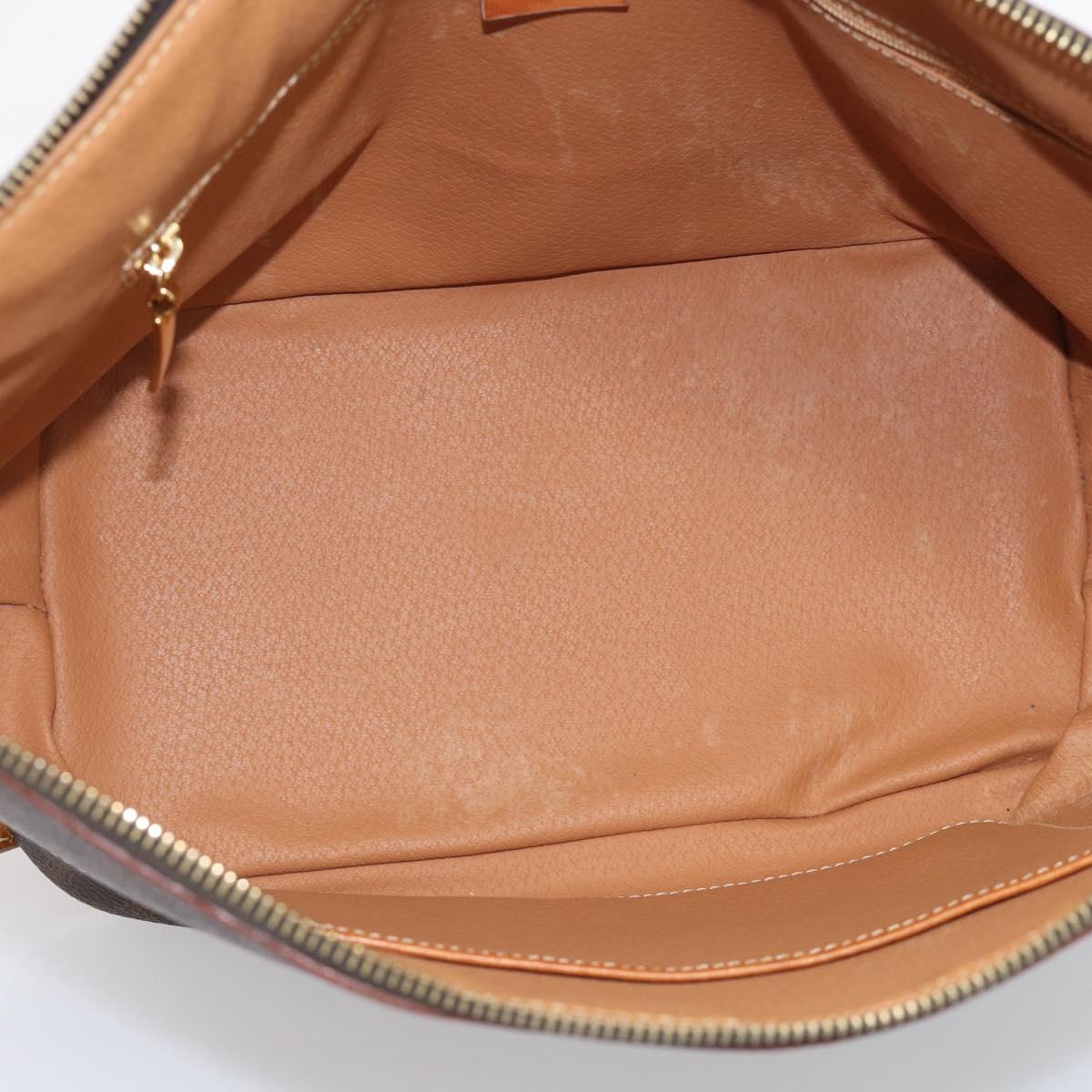 CELINE Macadam Canvas Shoulder Bag PVC Leather Brown Gold Auth ka6930