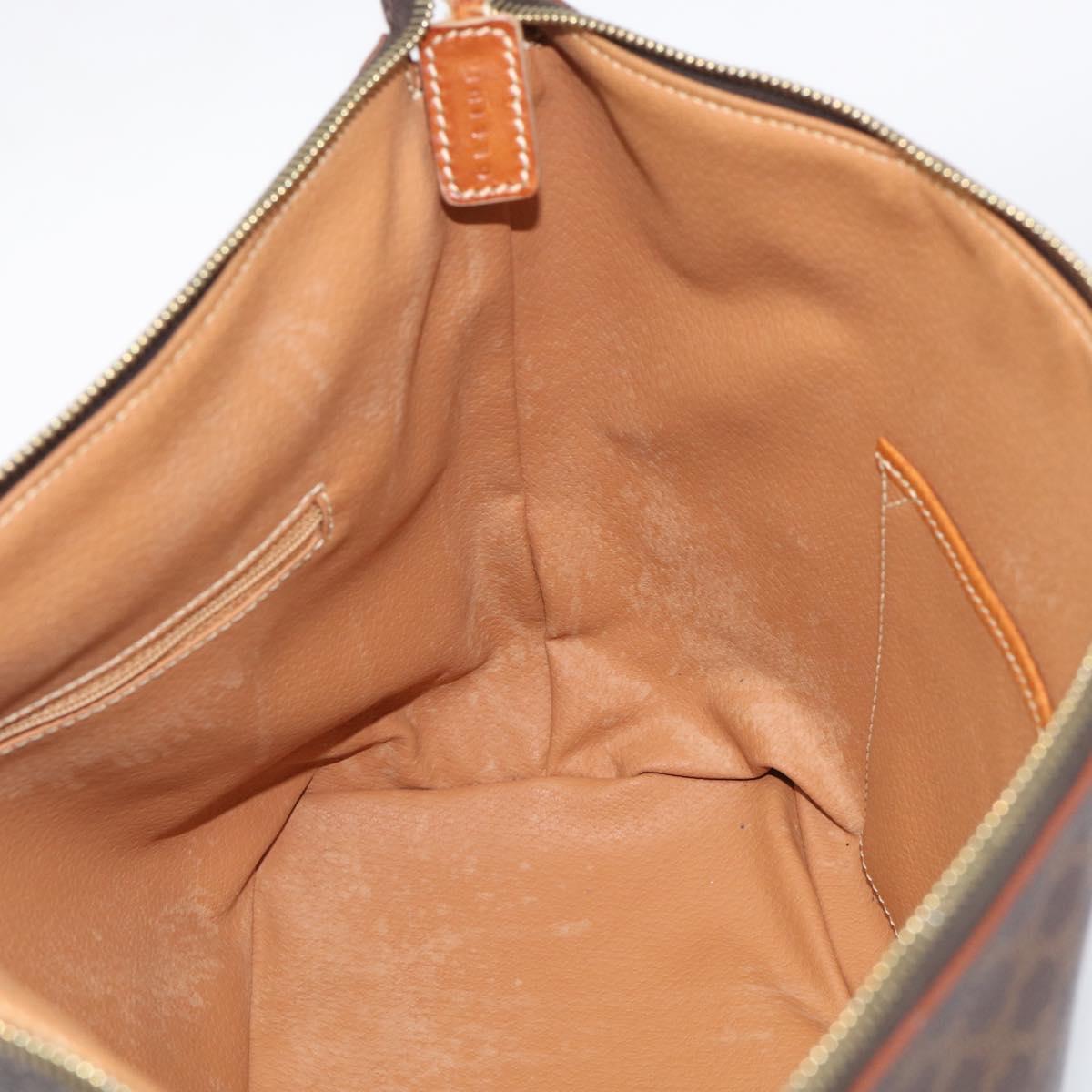 CELINE Macadam Canvas Shoulder Bag PVC Leather Brown Gold Auth ka6930