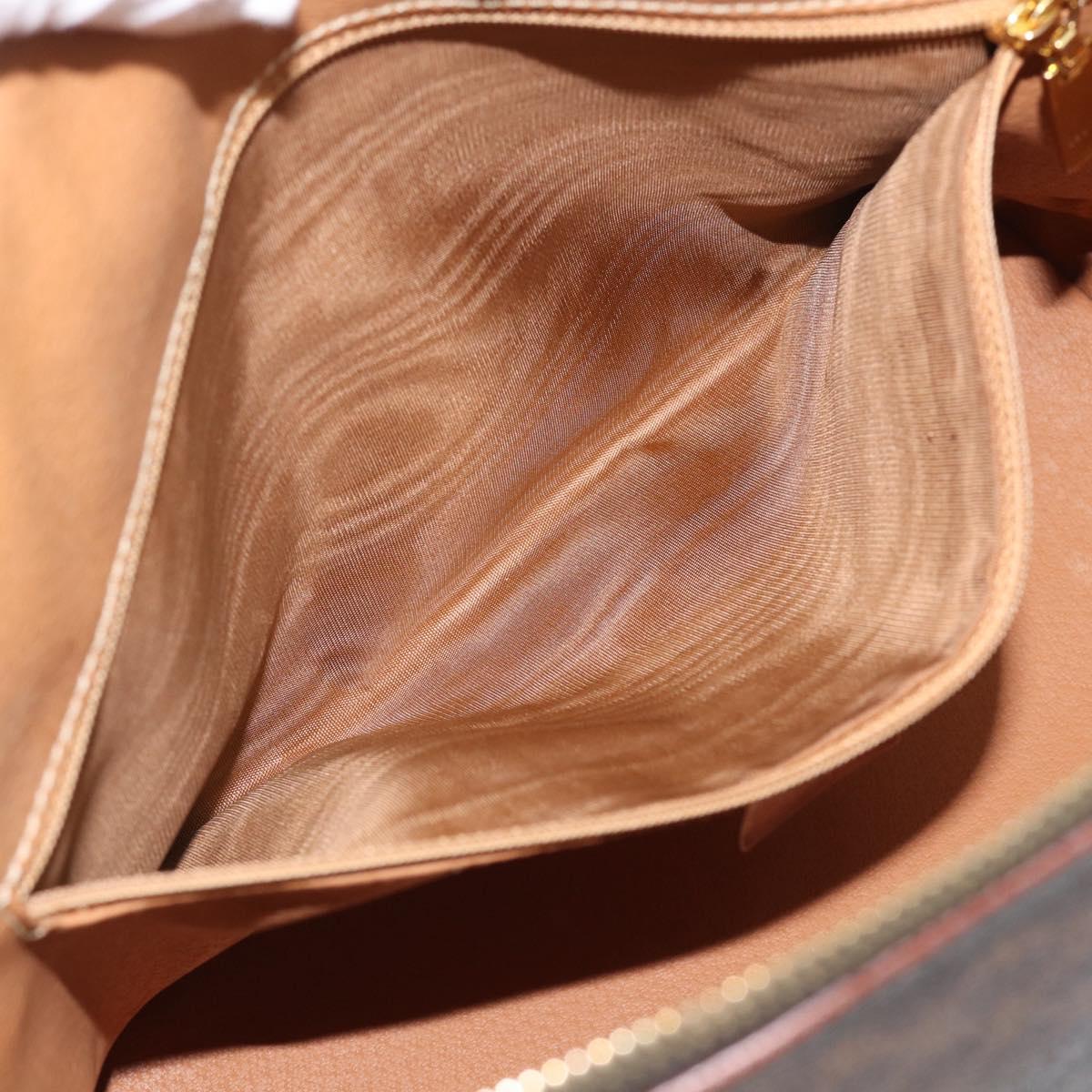 CELINE Macadam Canvas Shoulder Bag PVC Leather Brown Gold Auth ka6930